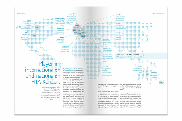 IQWIG Jubiläumsbroschüre Infografik Design Wissenschaft Research